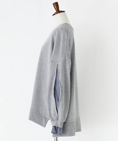 osharewalker（オシャレウォーカー）の「『ストライプドッキングぽわん袖スウェット』（スウェット・レディース・ブラック/ミント/杢グレー・FREE）」の13枚目の写真