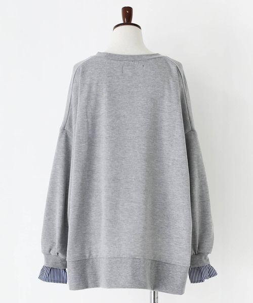 osharewalker（オシャレウォーカー）の「『ストライプドッキングぽわん袖スウェット』（スウェット・レディース・ブラック/ミント/杢グレー・FREE）」の14枚目の写真