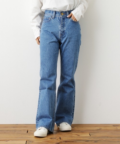 RODEO CROWNS WIDE BOWL（ロデオクラウンズワイドボウル）の「レースアップフレアデニム（デニムパンツ・レディース・ブルー/ホワイト・MEDIUM/SMALL/X-SMALL）」の3枚目の写真