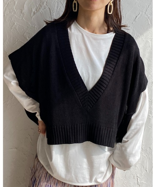 Plage モヘアニットベストショート丈 独創的 Plage モヘアニットベストショート丈 トップス - トップス