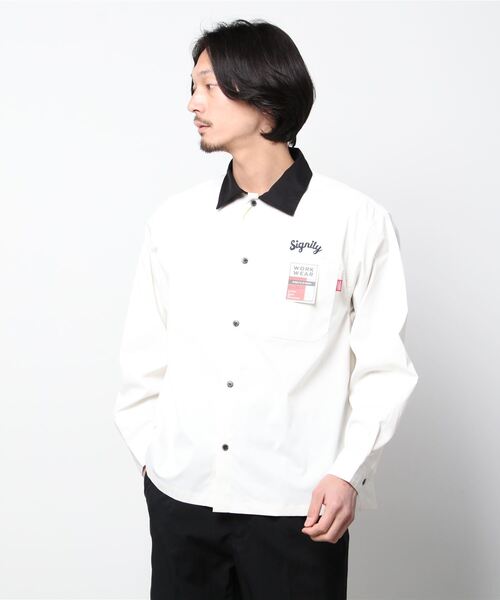 POWER TO THE PEOPLE（パワートゥーザピープル）の「ワーク刺繍ロングスリーブシャツ（シャツ/ブラウス・メンズ・ホワイト/ブラック/ベージュ・M/L）」の11枚目の写真