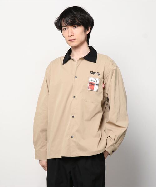 POWER TO THE PEOPLE（パワートゥーザピープル）の「ワーク刺繍ロングスリーブシャツ（シャツ/ブラウス・メンズ・ホワイト/ブラック/ベージュ・M/L）」の14枚目の写真