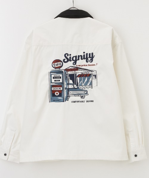 POWER TO THE PEOPLE（パワートゥーザピープル）の「ワーク刺繍ロングスリーブシャツ（シャツ/ブラウス・メンズ・ホワイト/ブラック/ベージュ・M/L）」の8枚目の写真