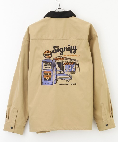 POWER TO THE PEOPLE（パワートゥーザピープル）の「ワーク刺繍ロングスリーブシャツ（シャツ/ブラウス・メンズ・ホワイト/ブラック/ベージュ・M/L）」の9枚目の写真