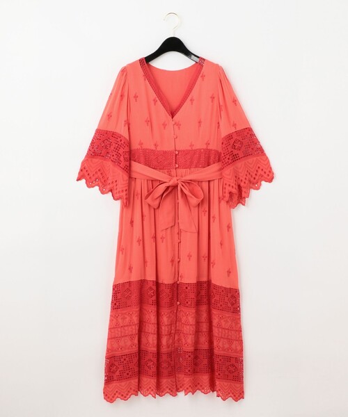 グレースコンチネンタル❤︎ フラワー刺繍フレアニットワンピース フラワー刺繍フレアニットワンピース（ワンピース）｜GRACE