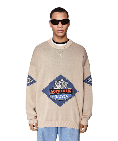 DIESEL（ディーゼル）の「メンズ ニット オーバーサイズ ジャガード（ニット/セーター・メンズ・ライトグレー/ブルー・X-LARGE/MEDIUM/SMALL/LARGE）」の19枚目の写真