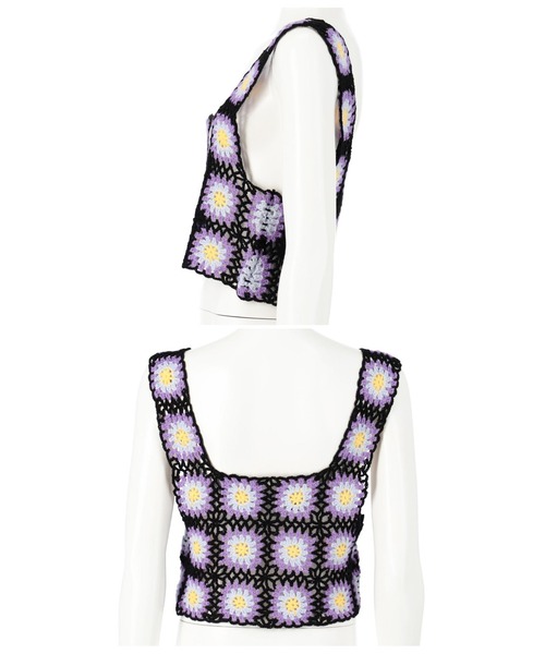 ANAP GiRL(アナップガール)の「カギアミベスト(ベスト・キッズ・ブラック/ホワイト・S/M)」の19枚目の写真