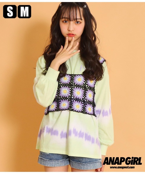 ANAP GiRL(アナップガール)の「カギアミベスト(ベスト・キッズ・ブラック/ホワイト・S/M)」の16枚目の写真