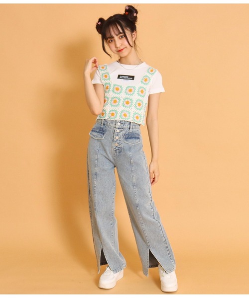 ANAP GiRL(アナップガール)の「カギアミベスト(ベスト・キッズ・ブラック/ホワイト・S/M)」の9枚目の写真