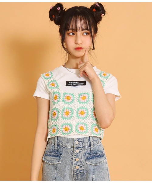 ANAP GiRL(アナップガール)の「カギアミベスト(ベスト・キッズ・ブラック/ホワイト・S/M)」の8枚目の写真