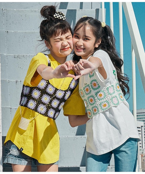 ANAP GiRL(アナップガール)の「カギアミベスト(ベスト・キッズ・ブラック/ホワイト・S/M)」の6枚目の写真