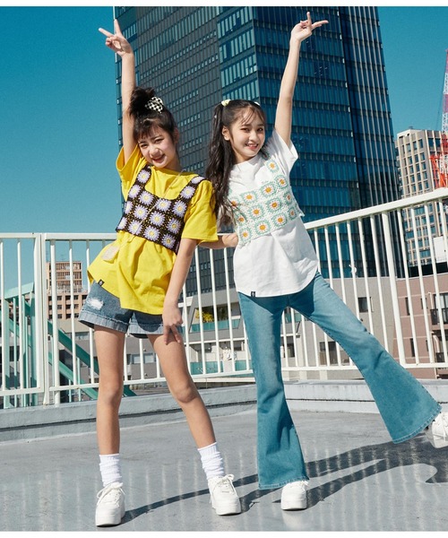 ANAP GiRL(アナップガール)の「カギアミベスト(ベスト・キッズ・ブラック/ホワイト・S/M)」の5枚目の写真