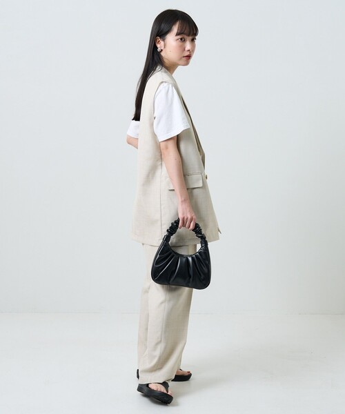 FREAK'S STORE（フリークスストア）の「リネンライクベストセットアップ（セットアップ・レディース・オフホワイト/オレンジ/グリーン・SMALL/MEDIUM/X-SMALL）」の4枚目の写真