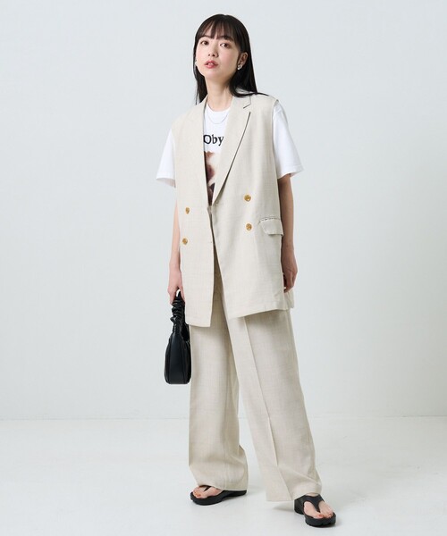 FREAK'S STORE（フリークスストア）の「リネンライクベストセットアップ（セットアップ・レディース・オフホワイト/オレンジ/グリーン・SMALL/MEDIUM/X-SMALL）」の9枚目の写真