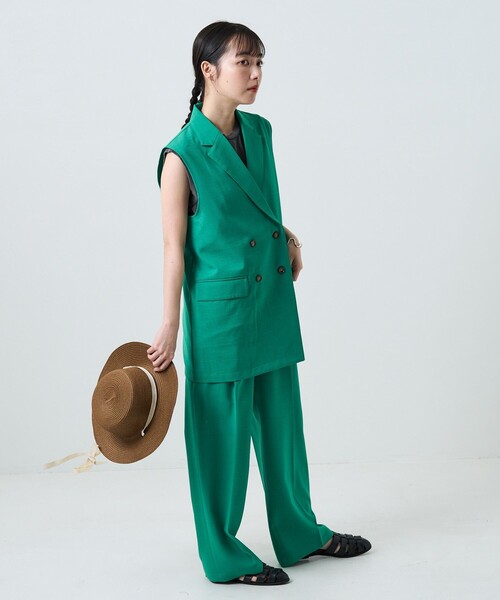 FREAK'S STORE（フリークスストア）の「リネンライクベストセットアップ（セットアップ・レディース・オフホワイト/オレンジ/グリーン・SMALL/MEDIUM/X-SMALL）」の5枚目の写真