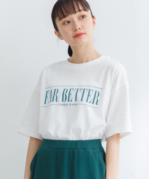 Honeys(ハニーズ)の「ロゴプリントゆるTシャツ(Tシャツ/カットソー・レディース・イエロー/ホワイト×ブルー/グリーン/エンジ/ブラック/ホワイト・S/M/LL/L)」の3枚目の写真