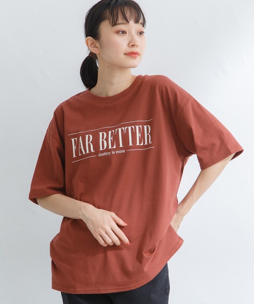 Honeys(ハニーズ)の「ロゴプリントゆるTシャツ(Tシャツ/カットソー・レディース・イエロー/ホワイト×ブルー/グリーン/エンジ/ブラック/ホワイト・S/M/LL/L)」の1枚目の写真