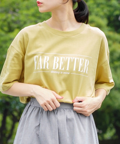 Honeys(ハニーズ)の「ロゴプリントゆるTシャツ(Tシャツ/カットソー・レディース・イエロー/ホワイト×ブルー/グリーン/エンジ/ブラック/ホワイト・S/M/LL/L)」の6枚目の写真