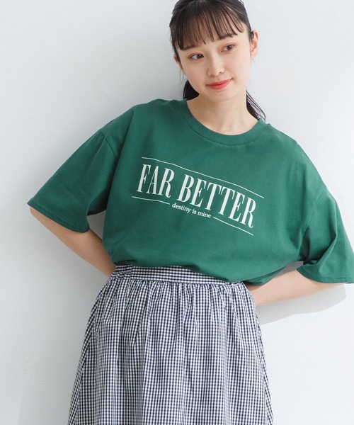 Honeys(ハニーズ)の「ロゴプリントゆるTシャツ(Tシャツ/カットソー・レディース・イエロー/ホワイト×ブルー/グリーン/エンジ/ブラック/ホワイト・S/M/LL/L)」の5枚目の写真