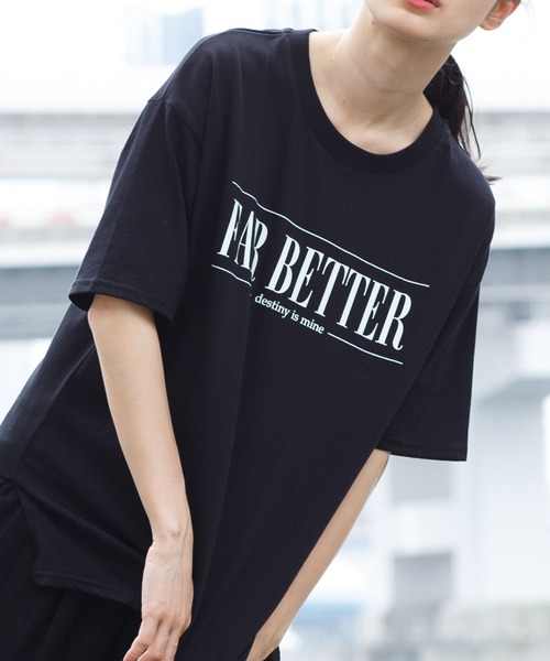 Honeys(ハニーズ)の「ロゴプリントゆるTシャツ(Tシャツ/カットソー・レディース・イエロー/ホワイト×ブルー/グリーン/エンジ/ブラック/ホワイト・S/M/LL/L)」の4枚目の写真
