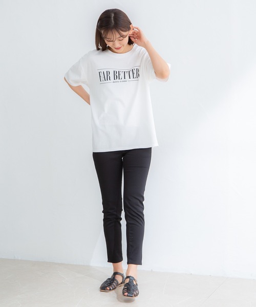 Honeys(ハニーズ)の「ロゴプリントゆるTシャツ(Tシャツ/カットソー・レディース・イエロー/ホワイト×ブルー/グリーン/エンジ/ブラック/ホワイト・S/M/LL/L)」の7枚目の写真