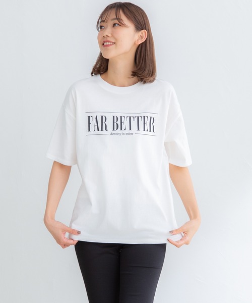 Honeys(ハニーズ)の「ロゴプリントゆるTシャツ(Tシャツ/カットソー・レディース・イエロー/ホワイト×ブルー/グリーン/エンジ/ブラック/ホワイト・S/M/LL/L)」の8枚目の写真
