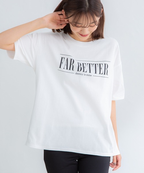 Honeys(ハニーズ)の「ロゴプリントゆるTシャツ(Tシャツ/カットソー・レディース・イエロー/ホワイト×ブルー/グリーン/エンジ/ブラック/ホワイト・S/M/LL/L)」の10枚目の写真