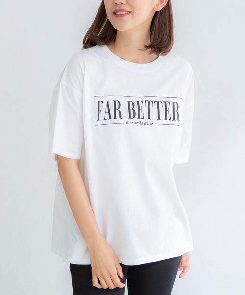 Honeys(ハニーズ)の「ロゴプリントゆるTシャツ(Tシャツ/カットソー・レディース・イエロー/ホワイト×ブルー/グリーン/エンジ/ブラック/ホワイト・S/M/LL/L)」の11枚目の写真