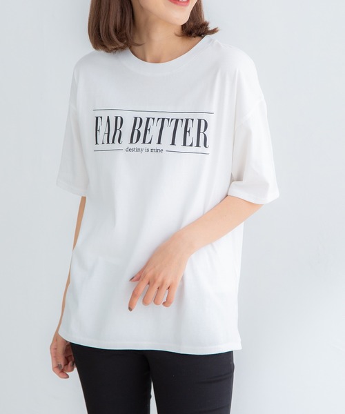 Honeys(ハニーズ)の「ロゴプリントゆるTシャツ(Tシャツ/カットソー・レディース・イエロー/ホワイト×ブルー/グリーン/エンジ/ブラック/ホワイト・S/M/LL/L)」の12枚目の写真