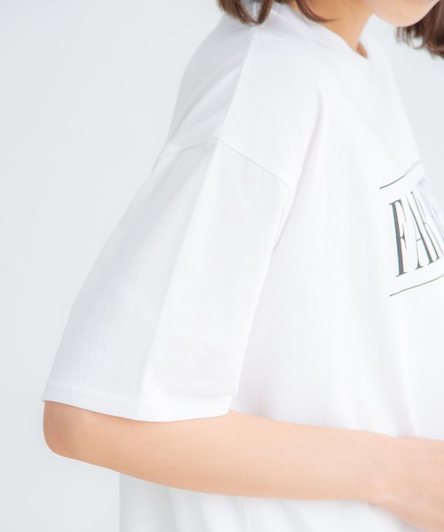 Honeys(ハニーズ)の「ロゴプリントゆるTシャツ(Tシャツ/カットソー・レディース・イエロー/ホワイト×ブルー/グリーン/エンジ/ブラック/ホワイト・S/M/LL/L)」の17枚目の写真