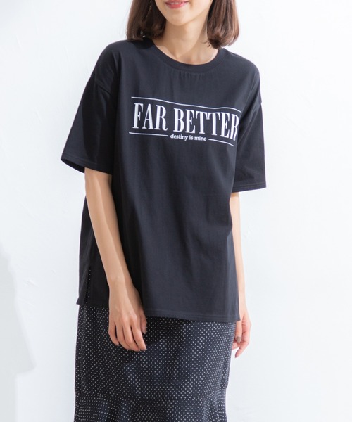 Honeys(ハニーズ)の「ロゴプリントゆるTシャツ(Tシャツ/カットソー・レディース・イエロー/ホワイト×ブルー/グリーン/エンジ/ブラック/ホワイト・S/M/LL/L)」の20枚目の写真