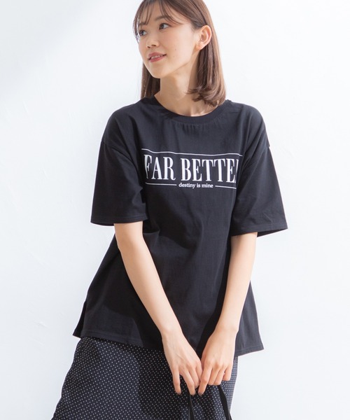 Honeys(ハニーズ)の「ロゴプリントゆるTシャツ(Tシャツ/カットソー・レディース・イエロー/ホワイト×ブルー/グリーン/エンジ/ブラック/ホワイト・S/M/LL/L)」の21枚目の写真