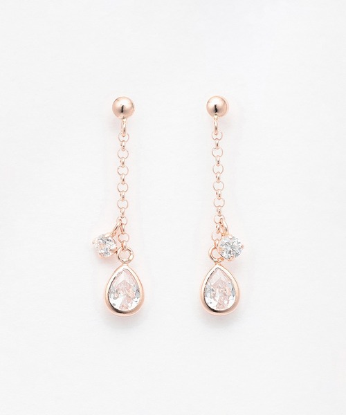 ESTELLE(エステール)の「K10 ピンクゴールド キュービックジルコニア しずく ピアス ESTELLE/エステール WEB限定(ピアス(両耳用)・レディース・ピンクゴールド・-)」の10枚目の写真