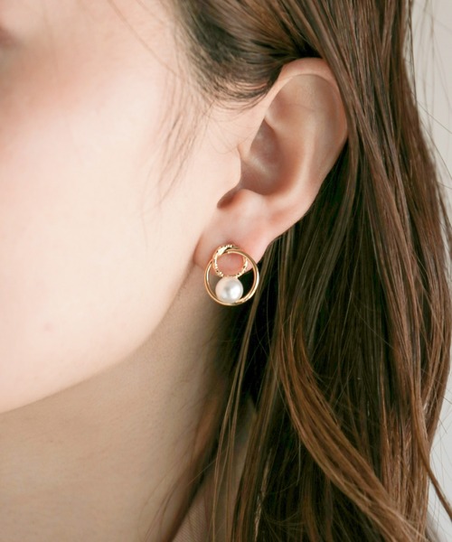 iso（イソ）の「サークルポイントパールピアス（ピアス（両耳用）・レディース・ピンク/シルバー/ゴールド・FREE）」の3枚目の写真