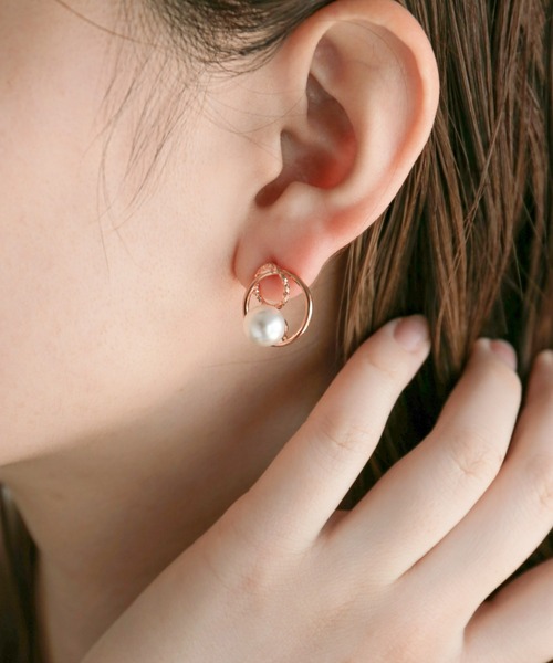 iso（イソ）の「サークルポイントパールピアス（ピアス（両耳用）・レディース・ピンク/シルバー/ゴールド・FREE）」の10枚目の写真