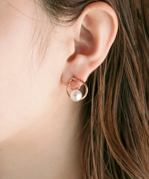 iso（イソ）の「サークルポイントパールピアス（ピアス（両耳用）・レディース・ピンク/シルバー/ゴールド・FREE）」の14枚目の写真