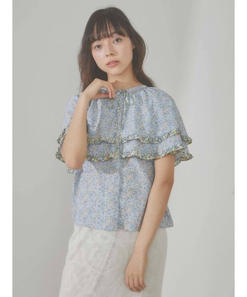 merry jenny(メリージェニー)の「flowerケープブラウス(シャツ/ブラウス・レディース・イエロー/ブルー・FREE)」の2枚目の写真