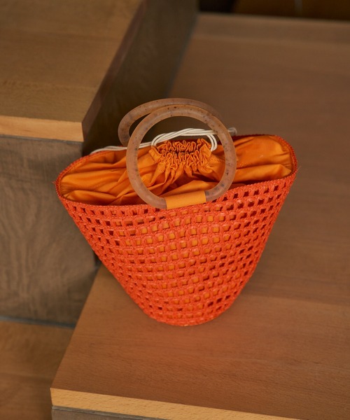 CATERINA BERTINI（カテリーナベルティーニ）の「【Caterina Bertini】クロシェミニバッグ（かごバッグ・レディース・オフホワイト/ブラック/オレンジ・FREE）」の3枚目の写真