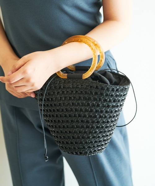 CATERINA BERTINI（カテリーナベルティーニ）の「【Caterina Bertini】クロシェミニバッグ（かごバッグ・レディース・オフホワイト/ブラック/オレンジ・FREE）」の2枚目の写真