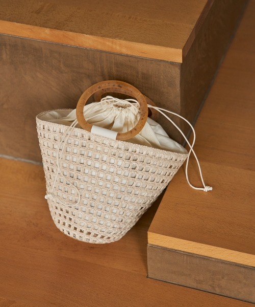 CATERINA BERTINI（カテリーナベルティーニ）の「【Caterina Bertini】クロシェミニバッグ（かごバッグ・レディース・オフホワイト/ブラック/オレンジ・FREE）」の11枚目の写真