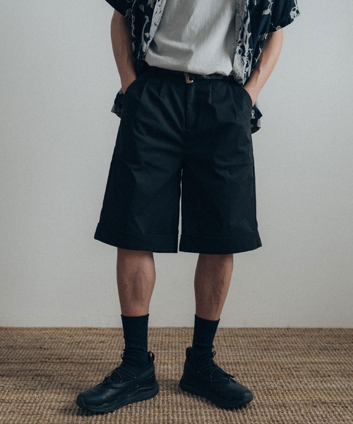 euan.（ユアン）の「euan. ワイドシルエット 2タックショーツ ショートパンツ（その他パンツ・メンズ・ブラック/ライトベージュ/オリーブ・M/L）」の2枚目の写真