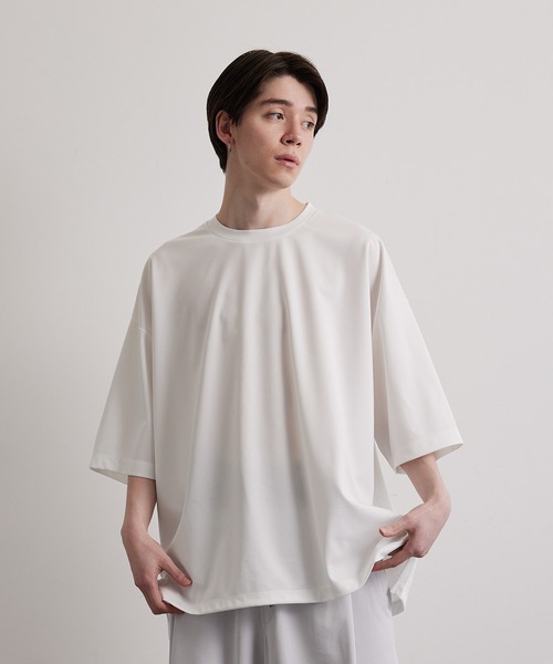 JUNRED（ジュンレッド）の「ハイポンチショートスリーブプルオーバー（Tシャツ/カットソー・メンズ・ホワイト/チャコールグレー/グリーン/ブルー・S/M/L）」の2枚目の写真