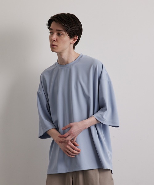 JUNRED（ジュンレッド）の「ハイポンチショートスリーブプルオーバー（Tシャツ/カットソー・メンズ・ホワイト/チャコールグレー/グリーン/ブルー・S/M/L）」の4枚目の写真