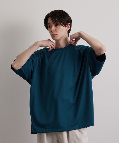 JUNRED（ジュンレッド）の「ハイポンチショートスリーブプルオーバー（Tシャツ/カットソー・メンズ・ホワイト/チャコールグレー/グリーン/ブルー・S/M/L）」の3枚目の写真