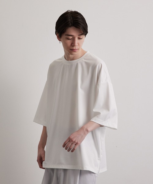 JUNRED（ジュンレッド）の「ハイポンチショートスリーブプルオーバー（Tシャツ/カットソー・メンズ・ホワイト/チャコールグレー/グリーン/ブルー・S/M/L）」の9枚目の写真