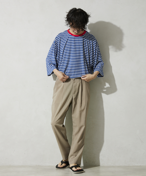 JOURNAL STANDARD relume（ジャーナルスタンダード　レリューム）の「TEC LINEN ワンタックスラックス（スラックス・メンズ・ブラック/ベージュ/ネイビー・SMALL/MEDIUM/LARGE）」の4枚目の写真