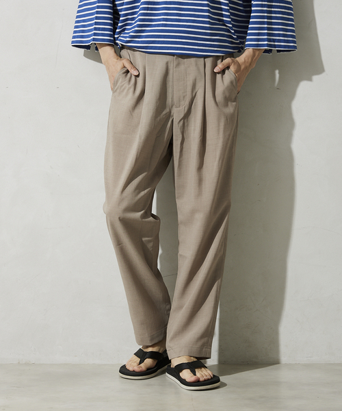 JOURNAL STANDARD relume（ジャーナルスタンダード　レリューム）の「TEC LINEN ワンタックスラックス（スラックス・メンズ・ブラック/ベージュ/ネイビー・SMALL/MEDIUM/LARGE）」の9枚目の写真