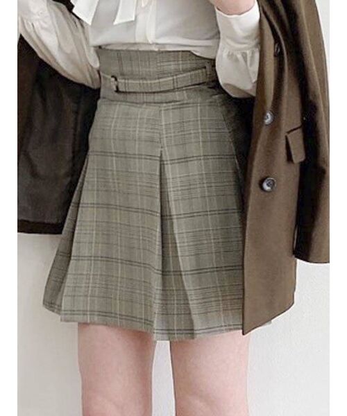 dazzlin(ダズリン)の「ボックスプリーツベルトミニスカート(スカート・レディース・グレー/ブラウン・SMALL/MEDIUM)」の1枚目の写真