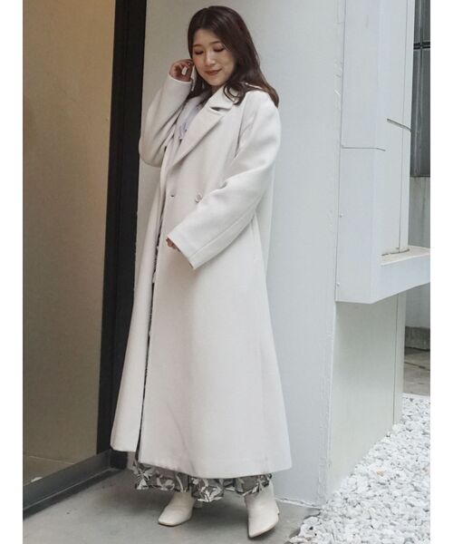 MERCURYDUO（マーキュリーデュオ）の「ボリュームチェスターコート（チェスターコート・レディース・ブラック/ブルー/ブラウン/アイボリー/ベビーピンク・SMALL/MEDIUM）」の15枚目の写真