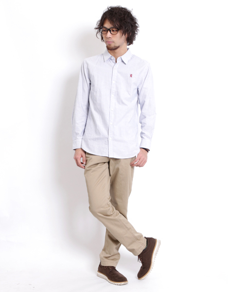 GIORDANO（ジョルダーノ）の「[GIORDANO]ライオン刺繍オックスシャツ（シャツ/ブラウス・メンズ・サックスブルー/ホワイト・MEDIUM/SMALL/LARGE）」の14枚目の写真